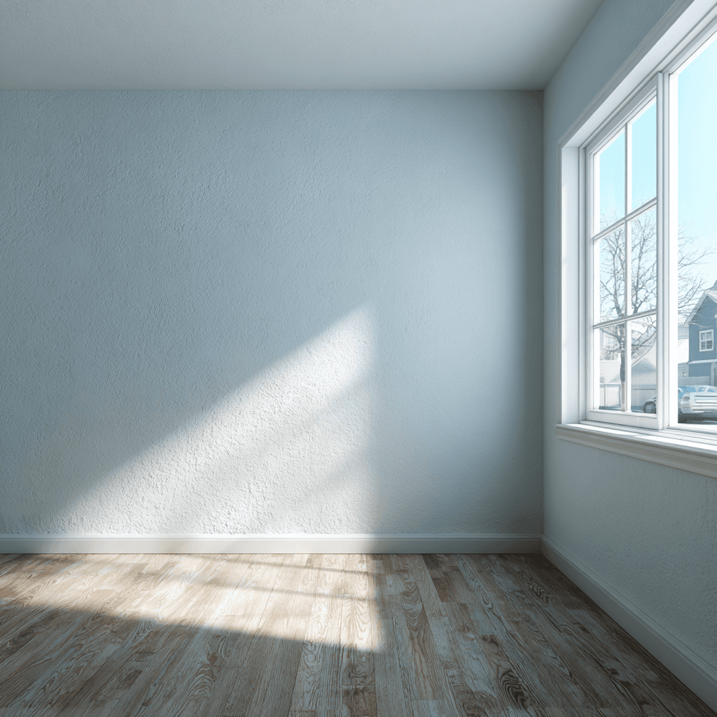 picture of a newly installed wooden floor with beautifully pinted walls